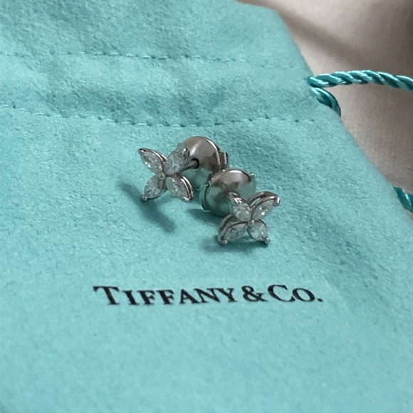 Tiffany & Co. Jewelry - Tiffany & Co. Authentic Diamond and Platinum Victoria Earrings
